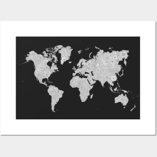 Flowers World Map, Floral Map of the World Posters and Art